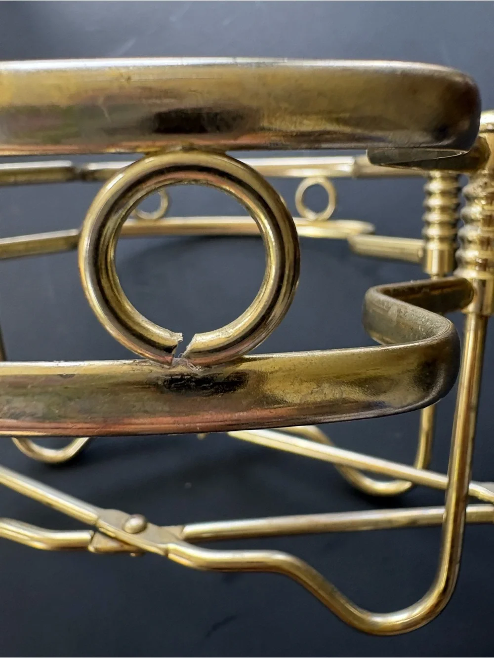 Vintage Expandable Brass Casserole Cradle Carrier- Mid Century Kitchenware